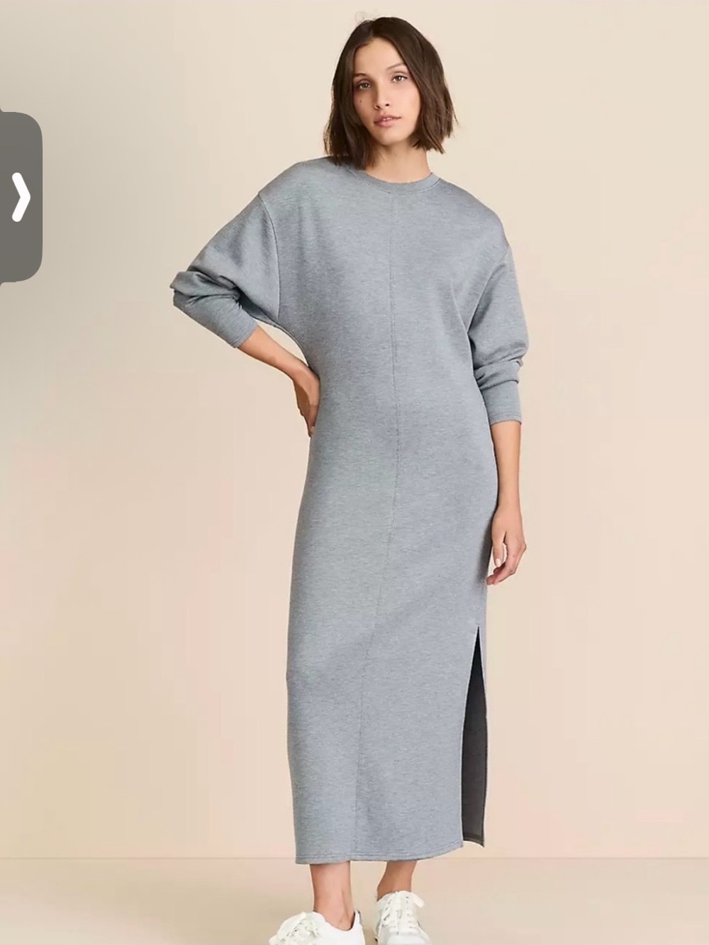 Lou & Grey Light Gray Midi Dress with Side Slit